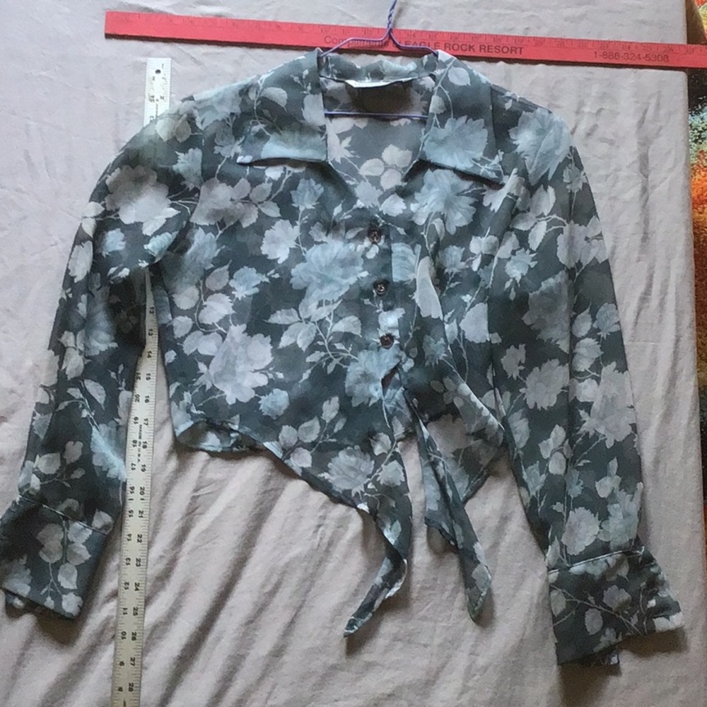 Sheer Long Sleeve half jacket, bolero with front tie